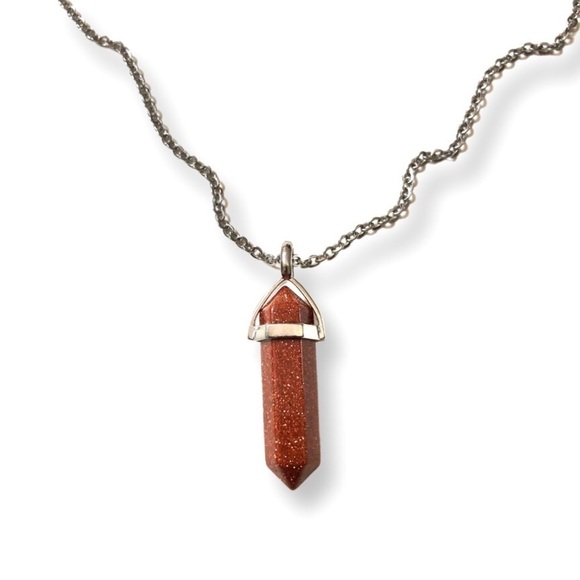 ⭐️ 5 for $25 Red Goldstone Semi-Precious Natural Stone Necklace - Picture 1 of 5